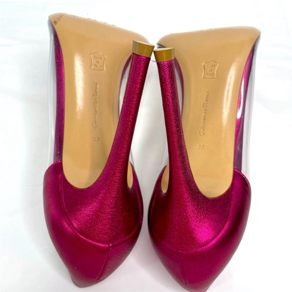 Gianvito Rossi Metallic Fushia & PVC Pumps - Picture 11 of 14